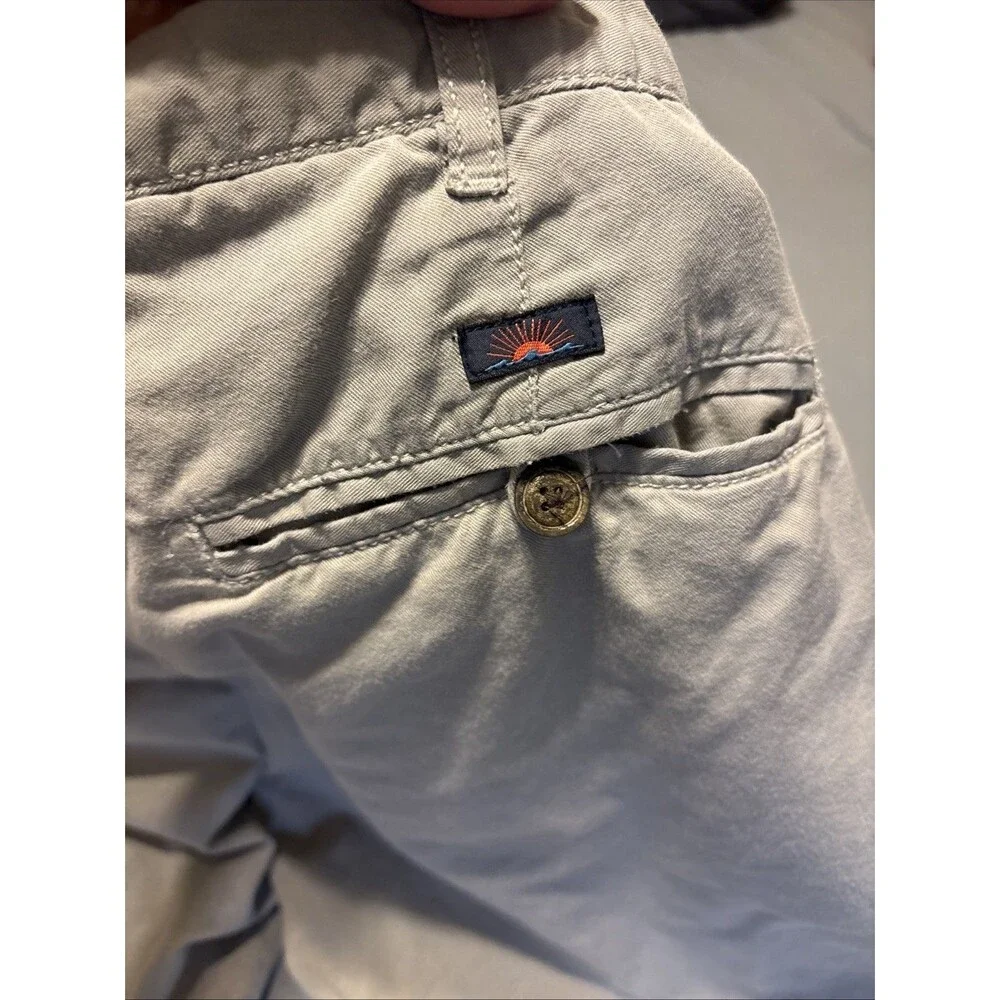 Faherty Mens Movement Chino Shorts Grey Sz 34 Organic Cotton 9” Inseam